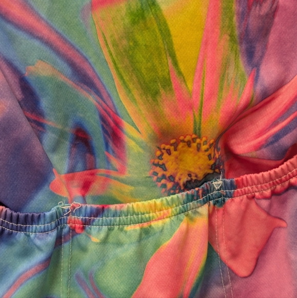 Vintage Pace Sportswear Colorful Tie Dye Floral Women's Cycling Jersey Top sz M - Picture 9 of 10